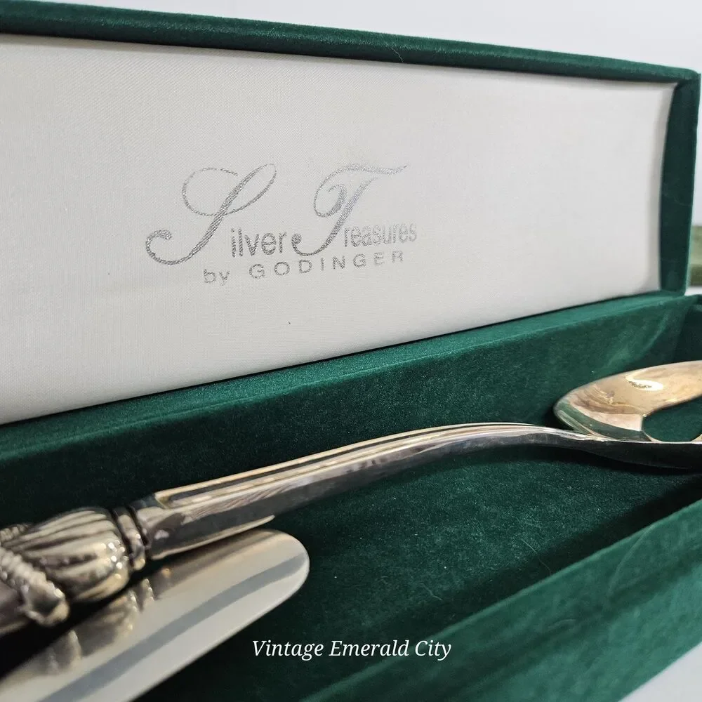 Vtg Silver Treasures By Godinger Silverplate Holiday Santa Slotted Serving Spoon